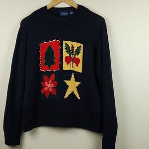 Liz Claiborne LizSport Chunky Knit Long Sleeve Cotton Holiday Sweater Size M